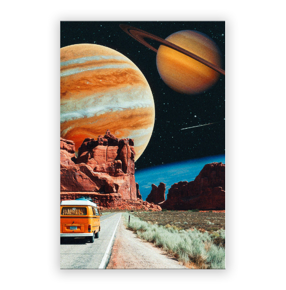 Celestial Trip. ภาพพิมพ์แคนวาสผ้าออกซ์ฟอร์ด พร้อมกรอบไม้จริง ขนาด 24x36 นิ้ว