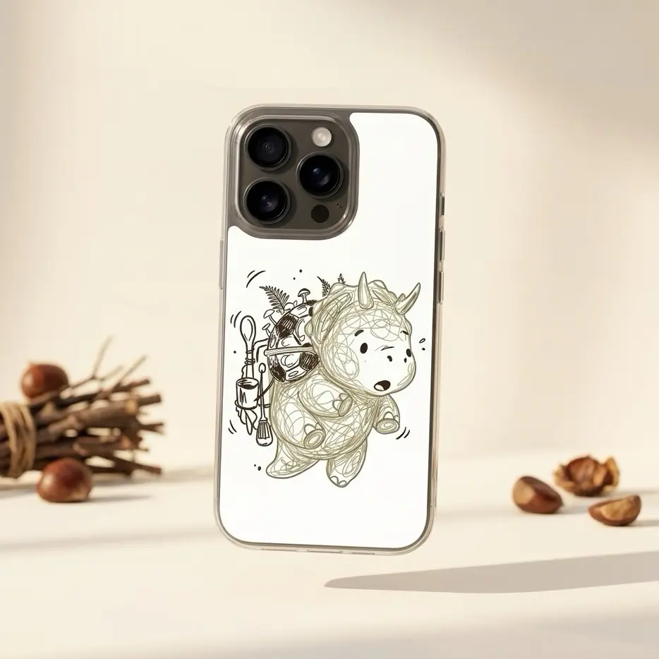 Artify iPhone 17 Pro 透明手機殼，可愛塗鴉三角龍遠足藝術，抗黃變柔韌 TPU 材質，纖薄防摔保護殼，精準孔位，輕量化設計