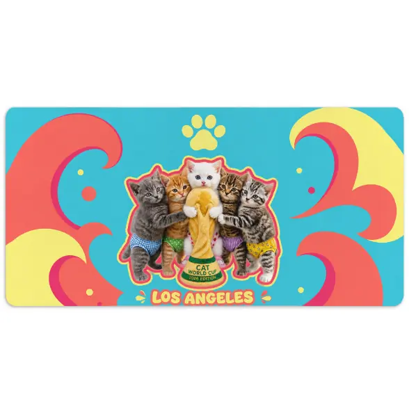 Tapis de souris à motif sur le thème de la Coupe du monde des chats World Cat Cup de Cilekli Don Los Angeles