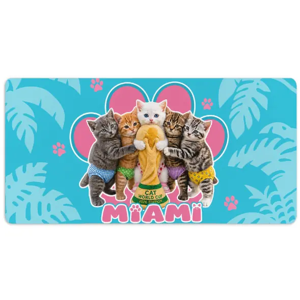 Tapis de souris à motif sur le thème de la Coupe du Monde des chats Cilekli Don Miami