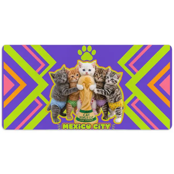 Tapis de souris avec motif thématique de la Coupe du monde des chats Cilekli Don à Mexico
