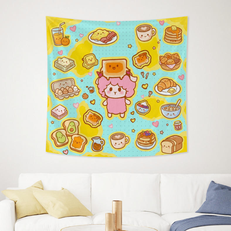 Sheep rice cake cute cartoon tapestry