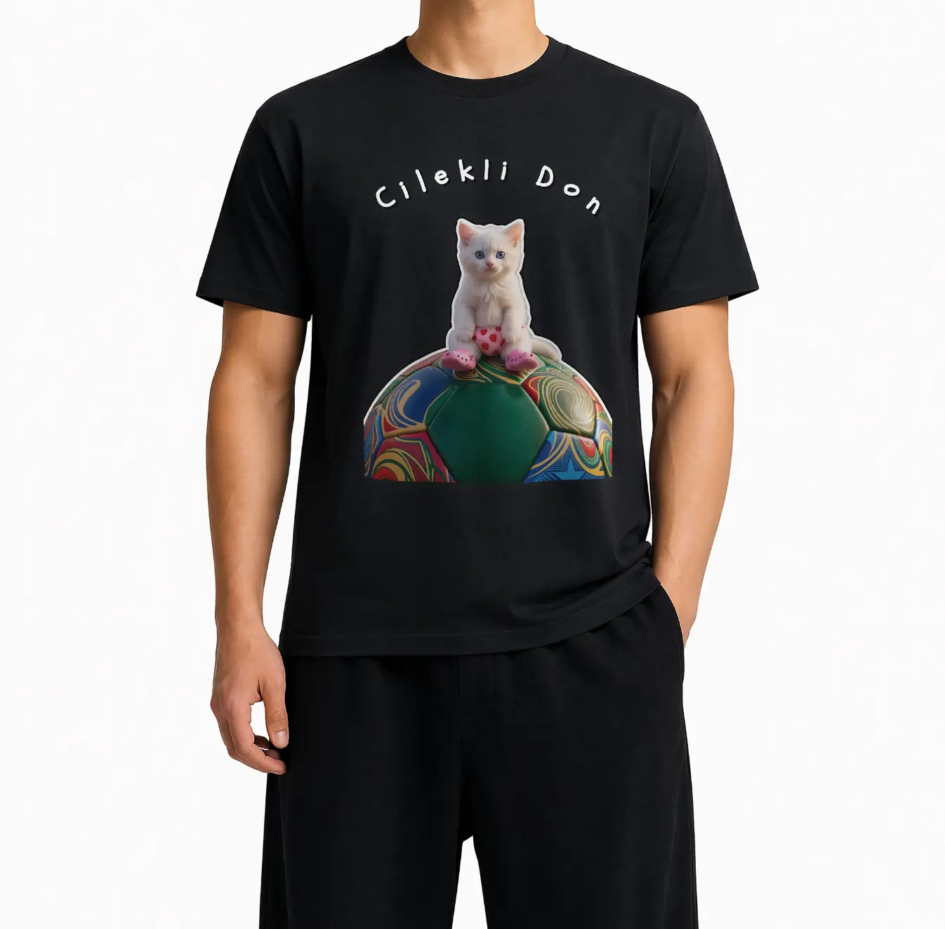T-shirt en coton à motif chat à la fraise