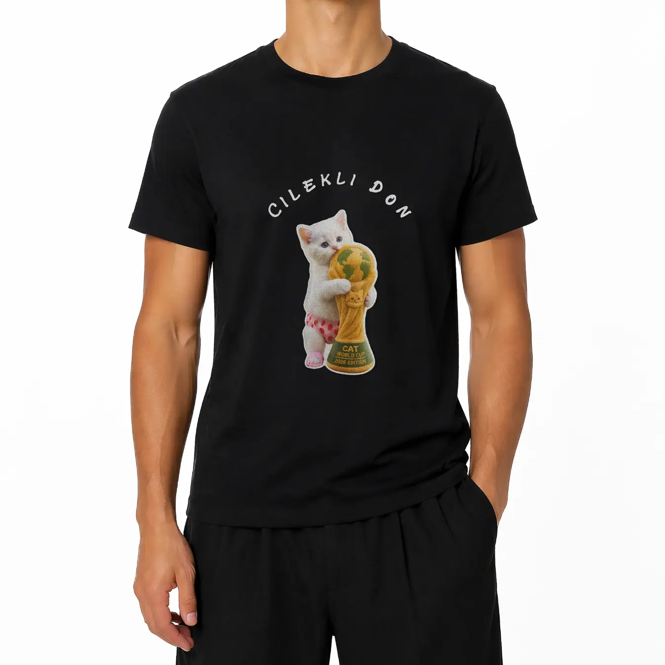 T-shirt en coton à motif chat à la fraise
