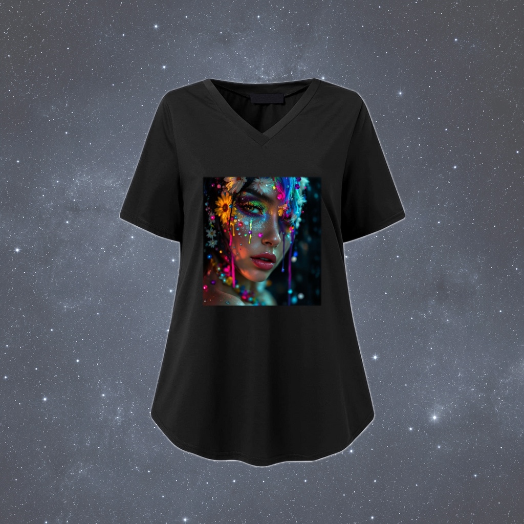 Richy Drinkwater Artwork, Women's V Neck Graphic T-Shirt