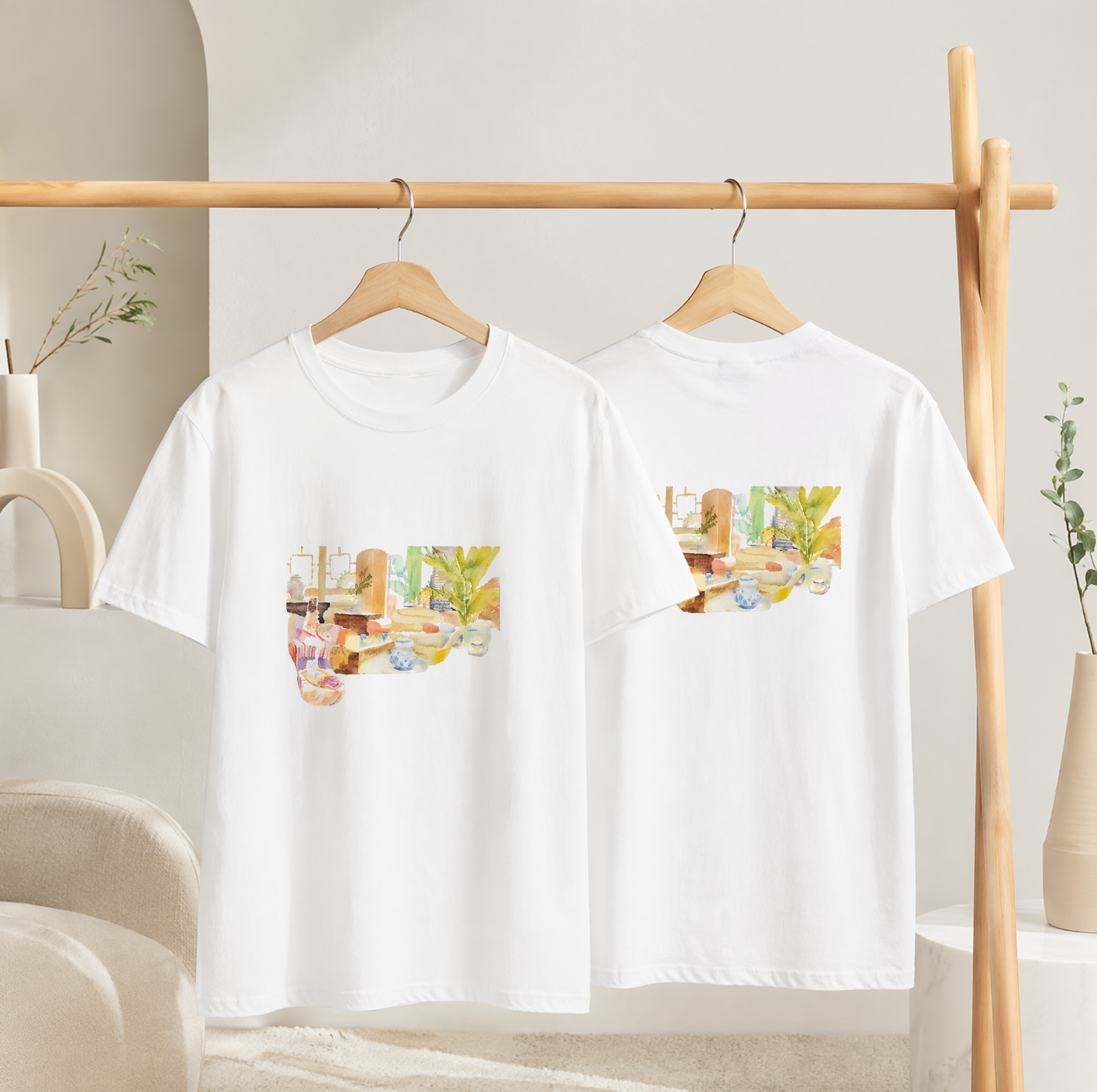 Caiyu Siheyuan, „Wiederentdeckungs“-Serie, doppelseitig bedrucktes Baumwoll-T-Shirt