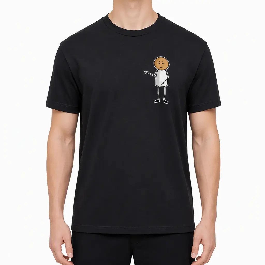 T-shirt en coton à motif, t-shirt graphique avec personnage en bâtonnets amusant, haut décontracté à col rond et respirant pour hommes, ourlet à double couture durable, confort anti-transpiration, multicolore S-3XL