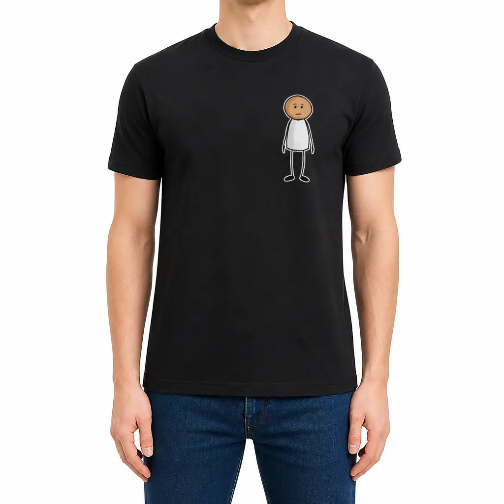 T-shirt en coton à motif, t-shirt fantaisie amusant avec bonhomme allumette, haut décontracté à manches courtes et col rond, 100 % coton doux et respirant, coupe classique durable avec doubles coutures, tailles S-3XL