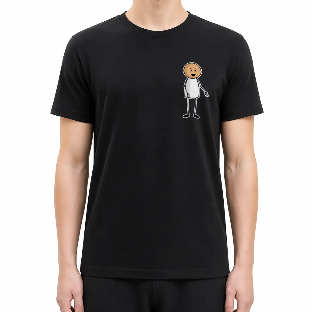 T-shirt en coton à motif, t-shirt humoristique avec bonhomme allumette, haut d'été décontracté à col rond, encolure à double couture durable, respirant et évacuant l'humidité, coupe classique S-3XL multicolore