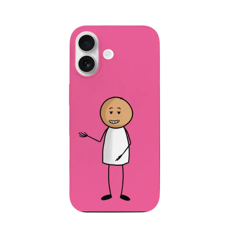Capa de Silicone VibeGuard, Capa Protetora Fofa de Boneco de Palito de Desenho Animado Compatível com iPhone 17, Proteção Contra Quedas à Prova de Choque, Capa Slim Anti-Riscos e Anti-Impressão Digital, Rosa