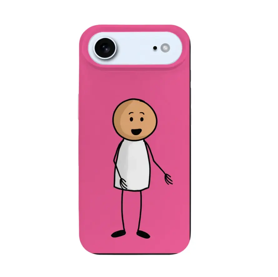 Capa de Silicone YISEN com Desenho Animado Engraçado de Boneco Palito, Compatível com iPhone 17 Air, Capa Protetora Rosa à Prova de Choque, TPU Flexível de Ajuste Fino, Amortecedor Traseiro Resistente e Antirriscos
