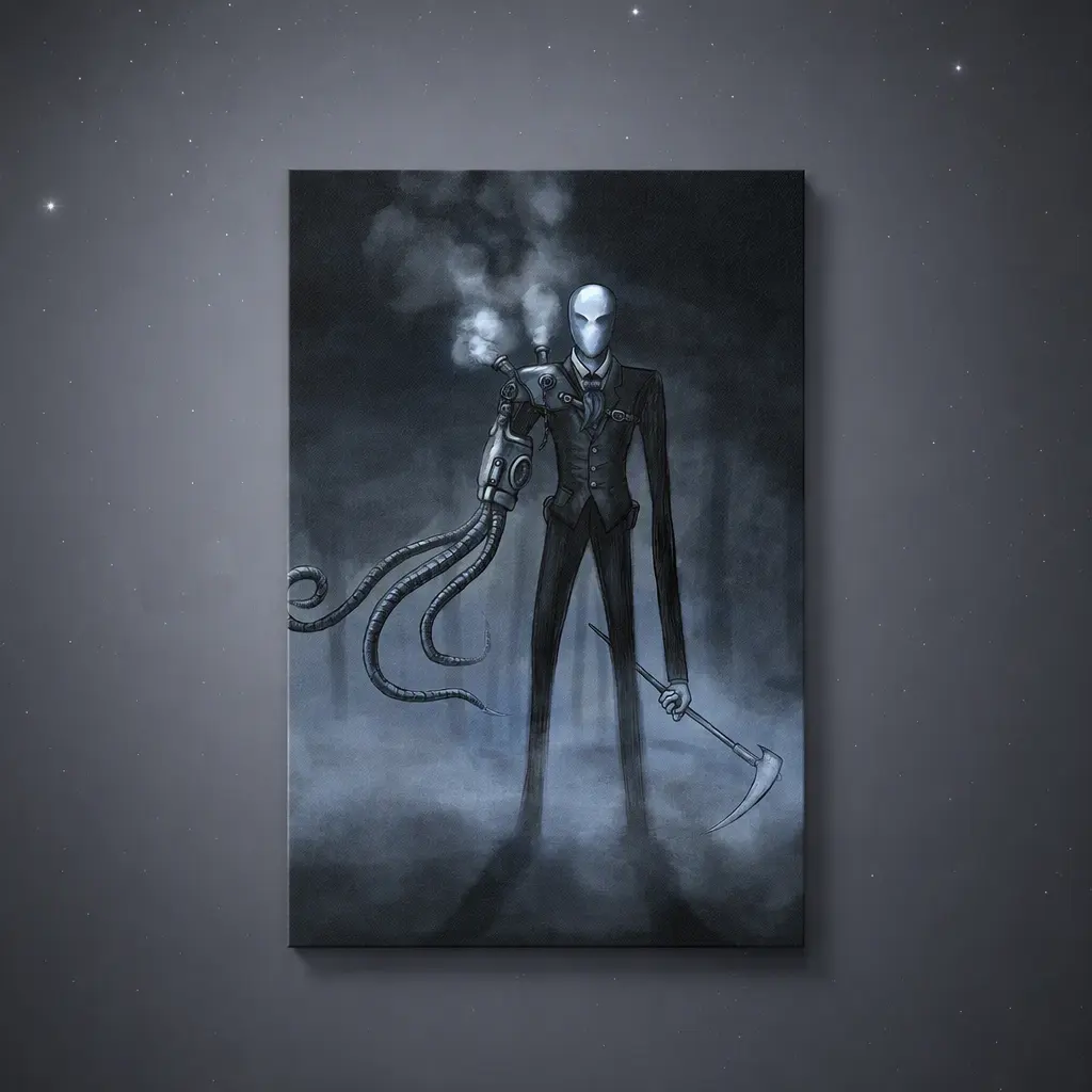 Oxford-Gewebe, Steampunk Slender Man, 60x90cm / einseitiger Druck