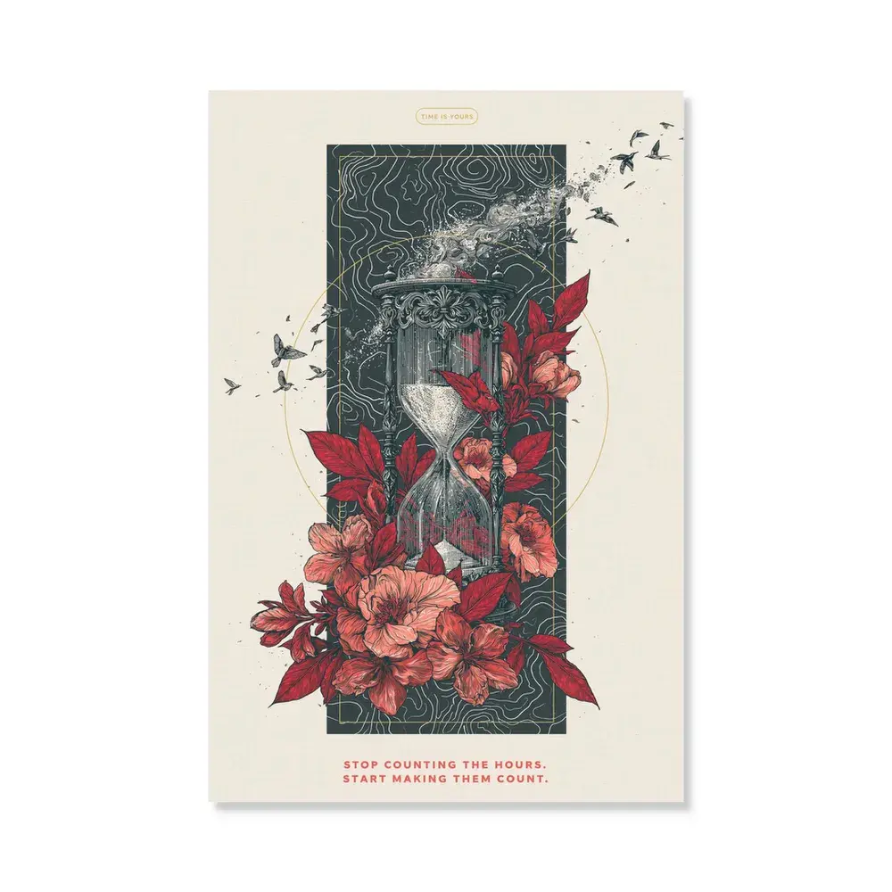 VividMuse Leinwandbild, Vintage-Sanduhr und rote Blumen-Poster, gotisches Motivationszitat-Design für Wohnzimmer, Schlafzimmer, Büro-Dekoration, hochauflösender HD-Druck, durchdachte Geschenkidee für Feiertage