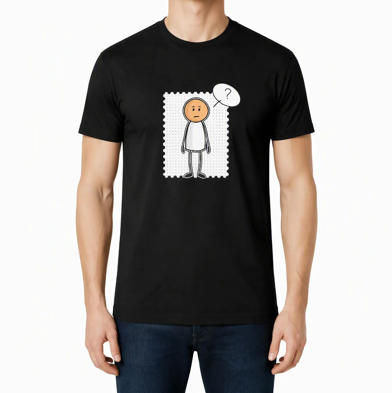 T-shirt graphique pour homme GrafixWear, t-shirt en coton à motif de bonhomme allumette amusant, streetwear décontracté, tissu premium épais et respirant de 202 g, coutures doubles, confort anti-humidité.
