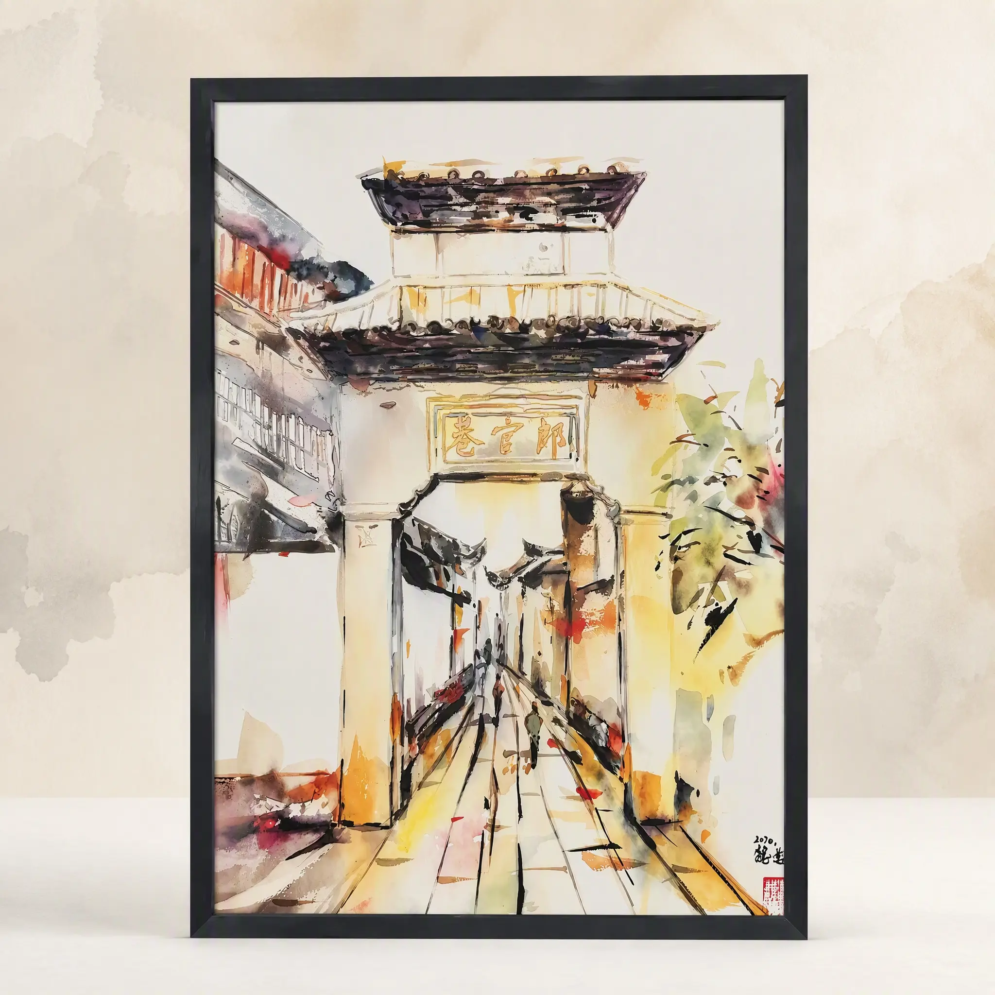 Artist-collaborated 3D textured decorative painting of Langguan Lane in Fuzhou's Three Lanes and Seven Alleys (including frame)