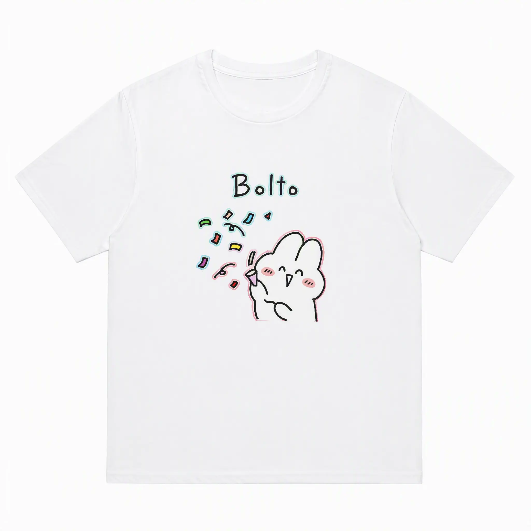 Bolto慶祝紙花兔印花 100%純棉短袖T恤