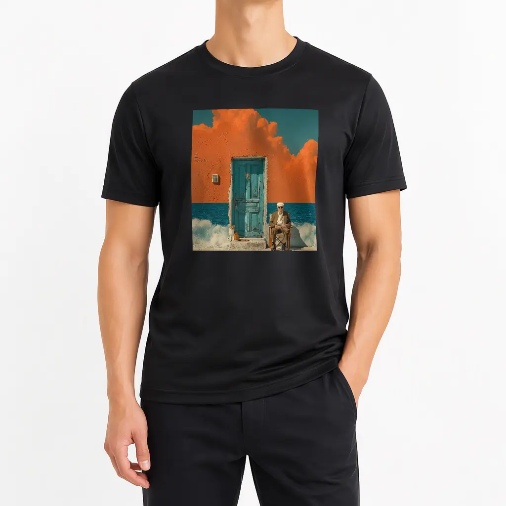 Grafik-T-Shirt aus Baumwolle, Juan Brufal 100% authentisch & lizenziert, Kurzarm-T-Shirt aus 100% Baumwolle, surrealer Kunstdruck, lässiger Sommer-Rundhalsausschnitt für den Alltag, strapazierfähiger Doppelnäht-Saum