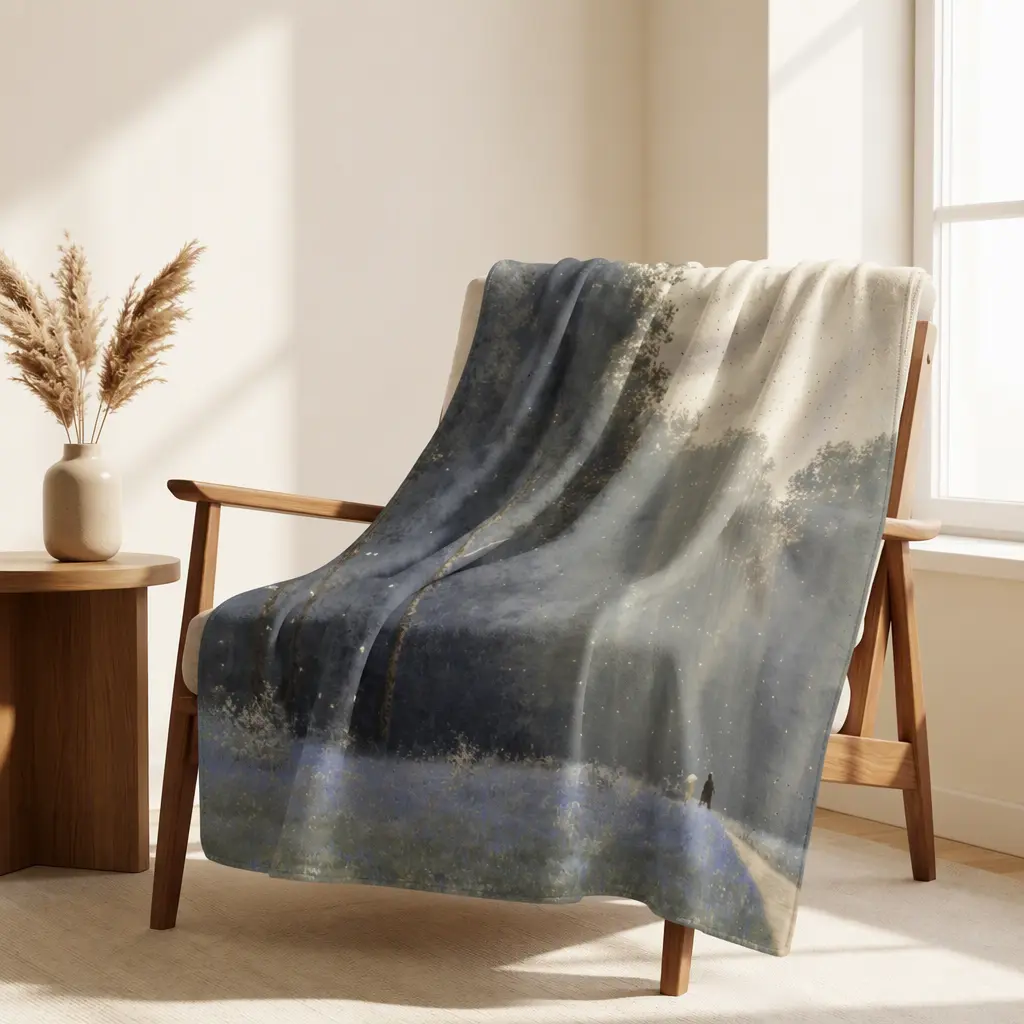 Soulsteps, Flannel Throw Blanket, Artistic Forest Landscape Print, Cozy Soft Lightweight Bed Blanket for Couch Sofa Living Room, Hypoallergenic Anti-Pilling, Wrinkle Resistant, Easy Care