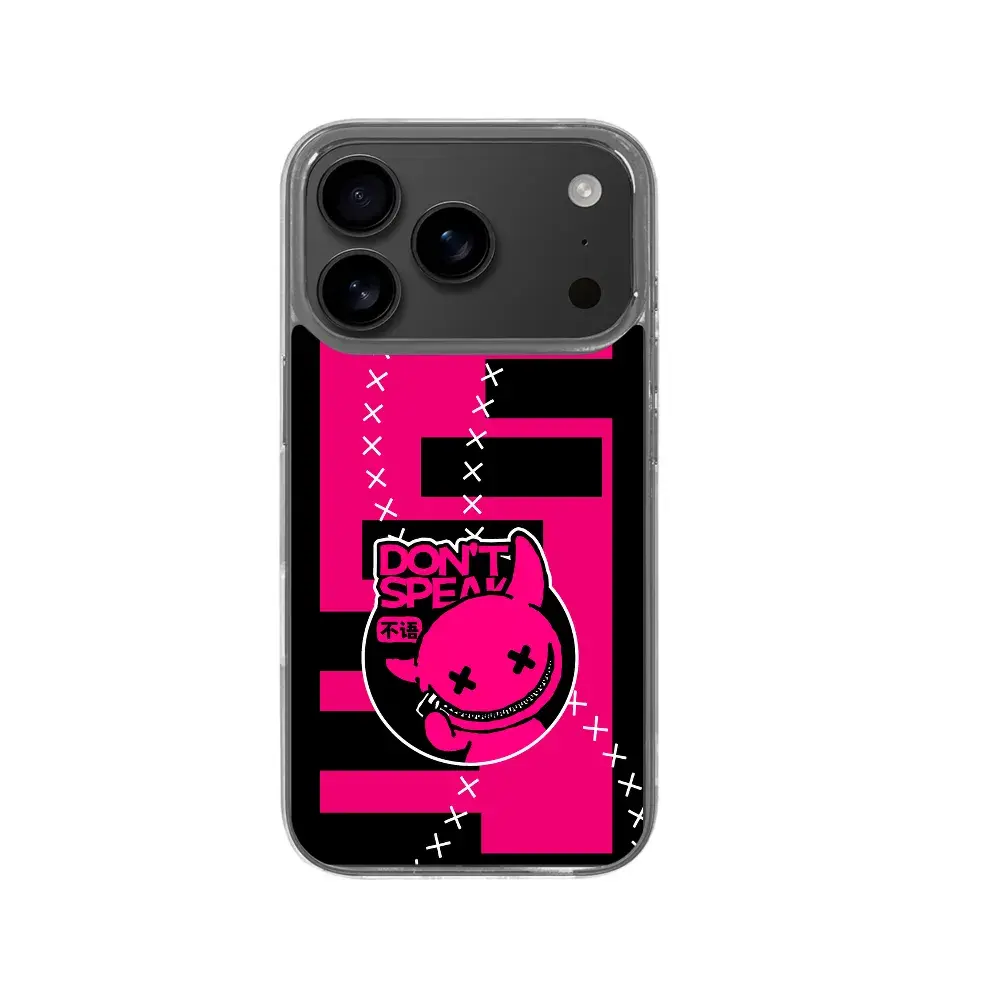 Capa de celular com estampa de diabinho com dentes de zíper "Don't Speak" (Não Fale), compatível com iPhone 17 Pro