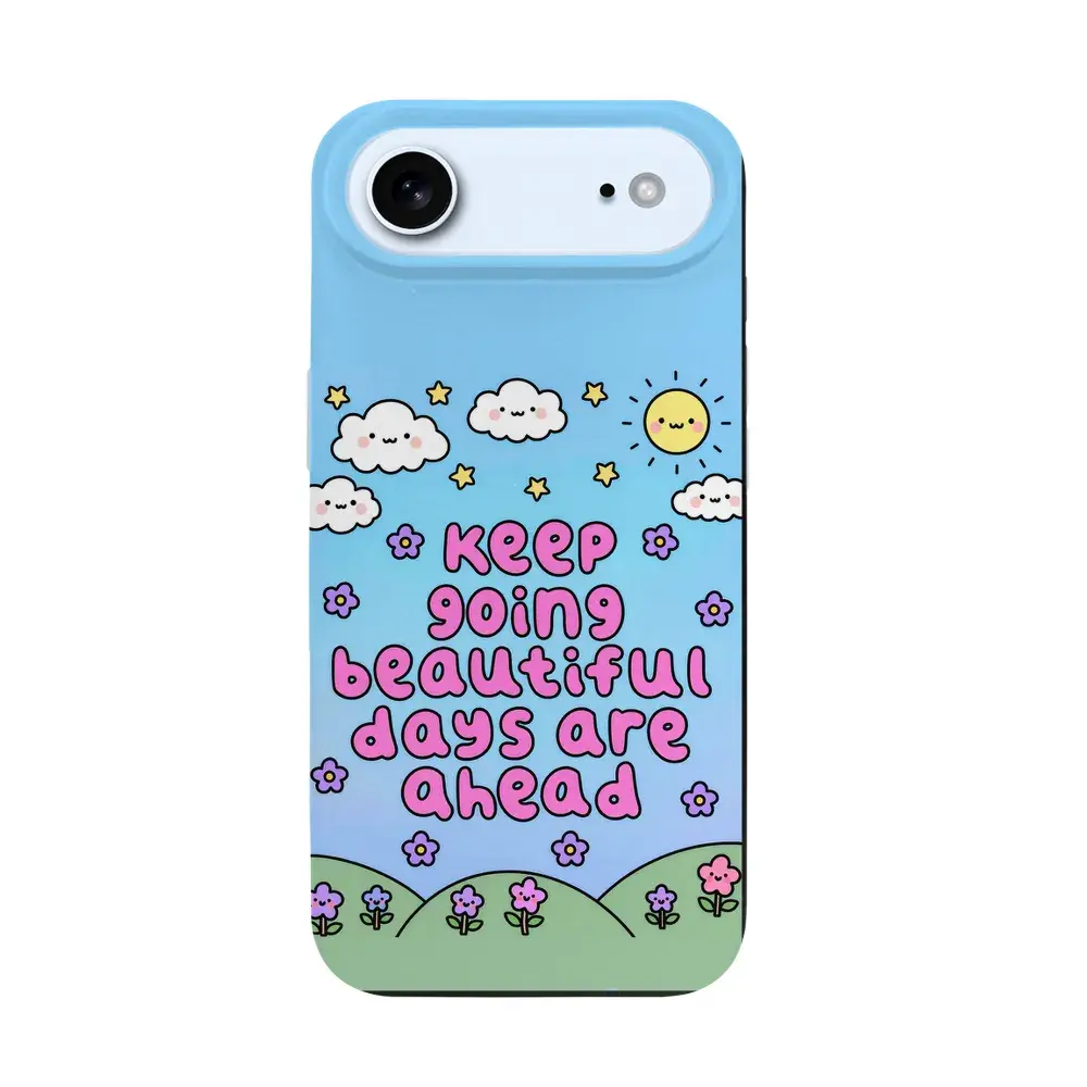 Miozo Silicone Case for iPhone 17 Air, Cute Keep Going Cartoon Protective Cover, Shockproof Drop Protection Bumper, Anti-Scratch Non-Slip Flexible Rubber TPU Shell, Aesthetic Gift for Girls