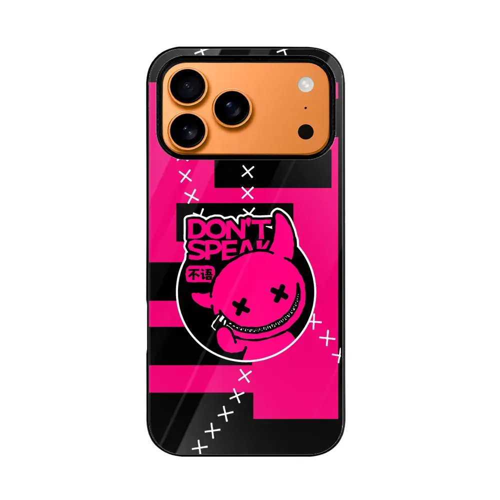 Capa de celular com estampa de diabinho com zíper nos dentes "Don't Speak" para iPhone 17 Pro Max
