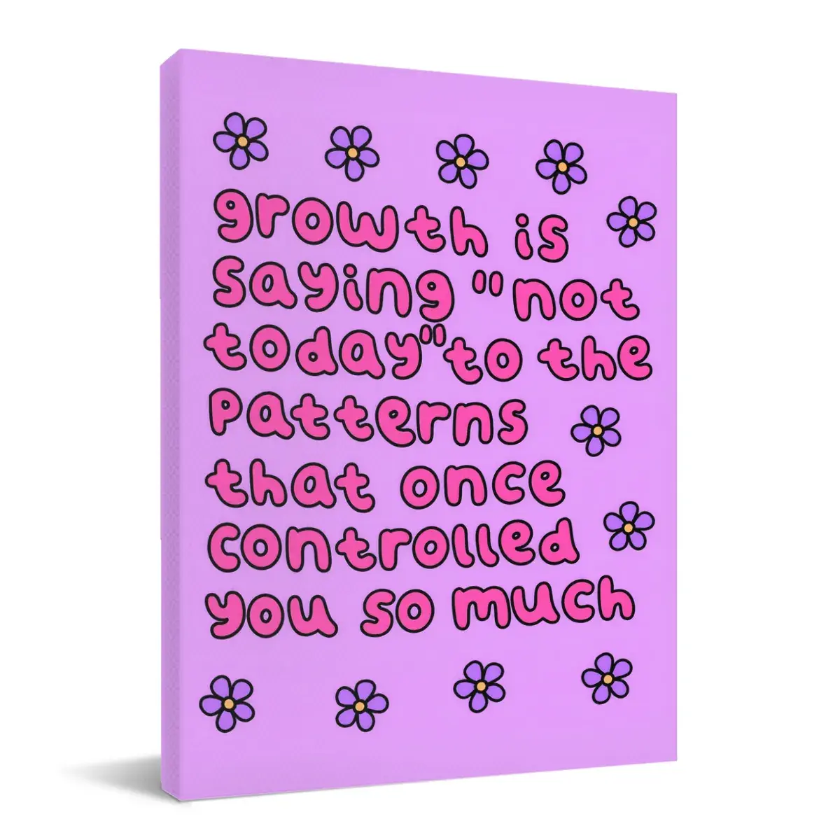 ZenSpace Inspirational Canvas Wall Art, Purple Growth Quote Floral Print, for Bedroom Living Room Therapy Office Decor, Stretched Wood Frame Ready to Hang, Premium Fade-Resistant Ink, 8x12 Inch