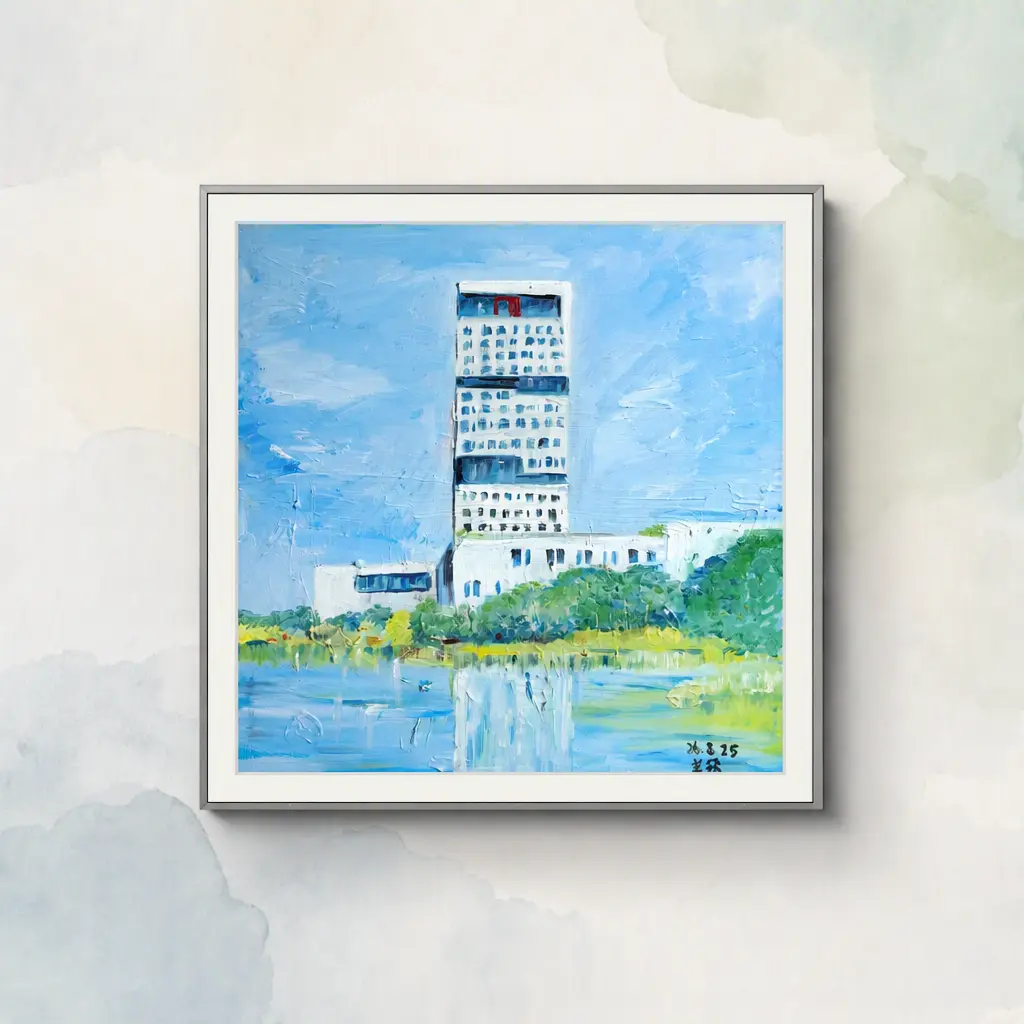 Artist-Collaborated Fuzhou University Campus Landscape Series (II): Fuzhou University Jinjiang Building 3D Textured Painting 60x60 cm (including frame)