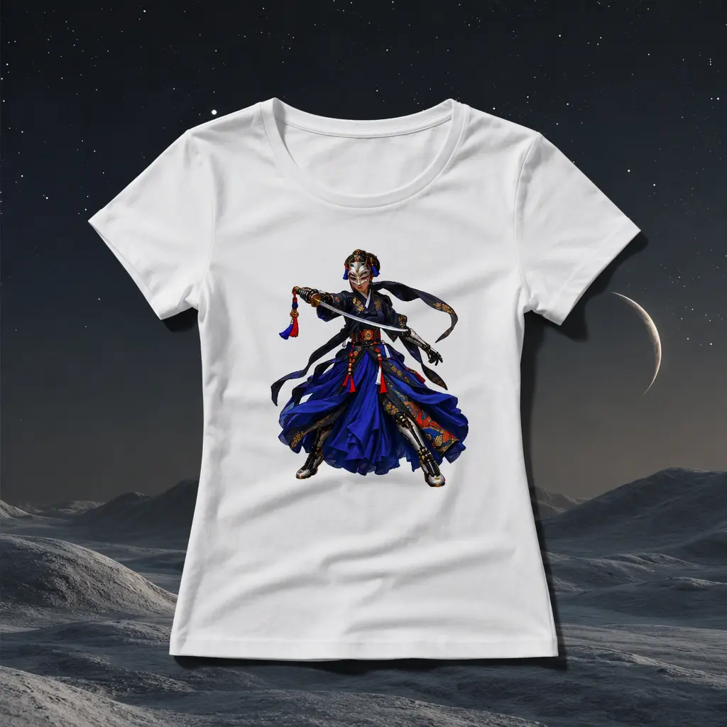 Cotton Women's T-Shirt , Nongae Hero Pose View , 168g（Partial Print）