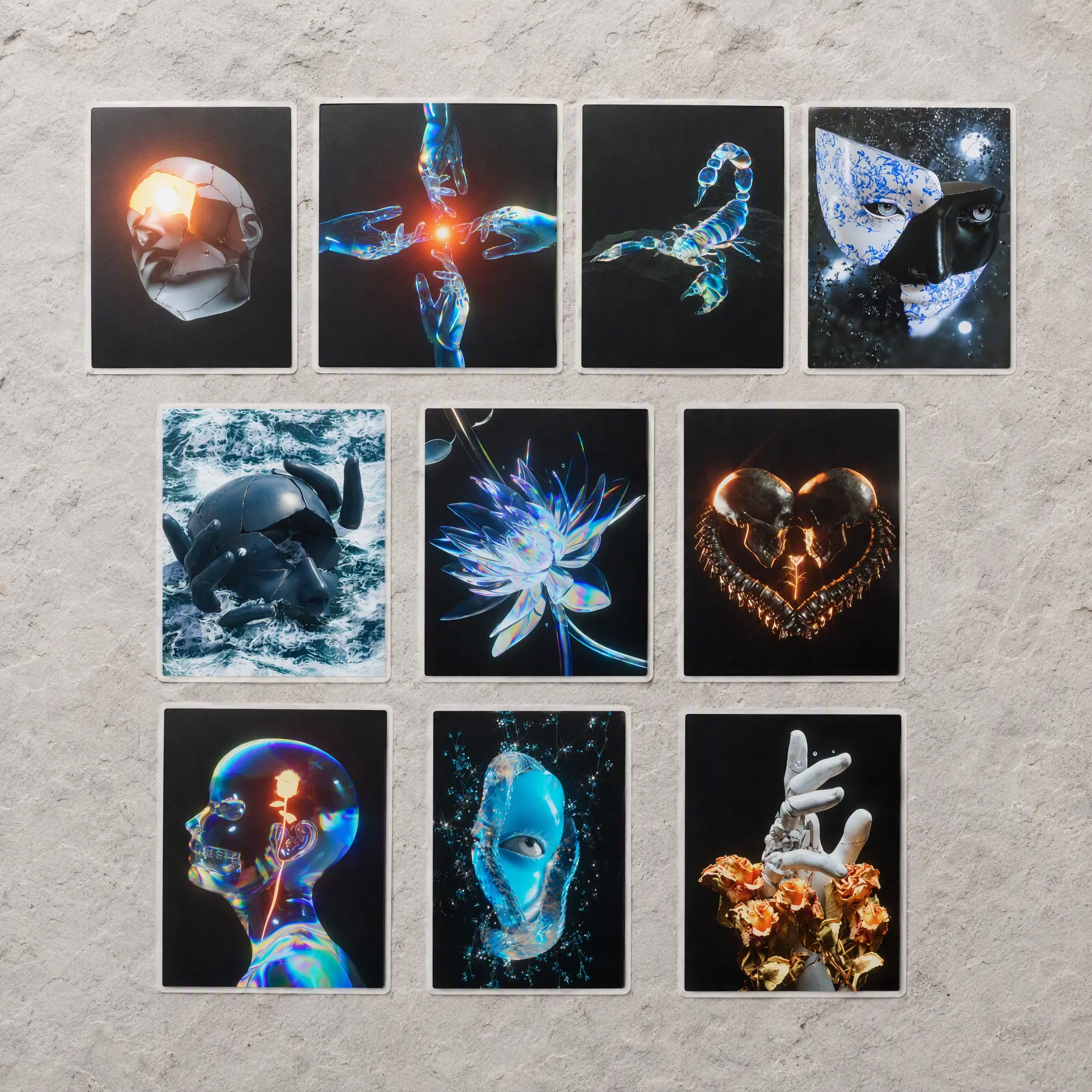 10 Pcs Dark Color Series PET Sticker Set, Precision Die-Cut Aesthetic Stickers, Max 3.94" (10cm)