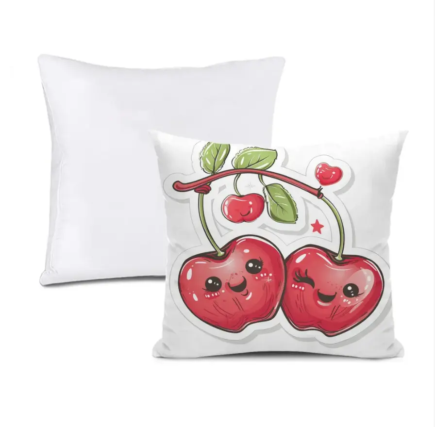 Cherries Polyester Throw Pillow , 12x12Inch , Double-Sided Print (Same Pattern)