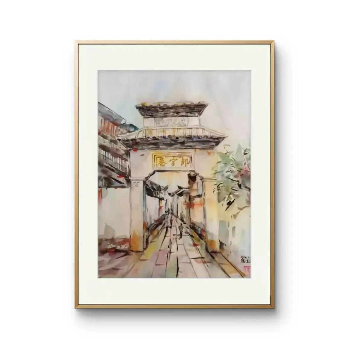 Quadro decorativo con texture 3D in collaborazione con l'artista, raffigurante il vicolo Langguan di Sanfang Qixiang, Fuzhou (cornice inclusa)