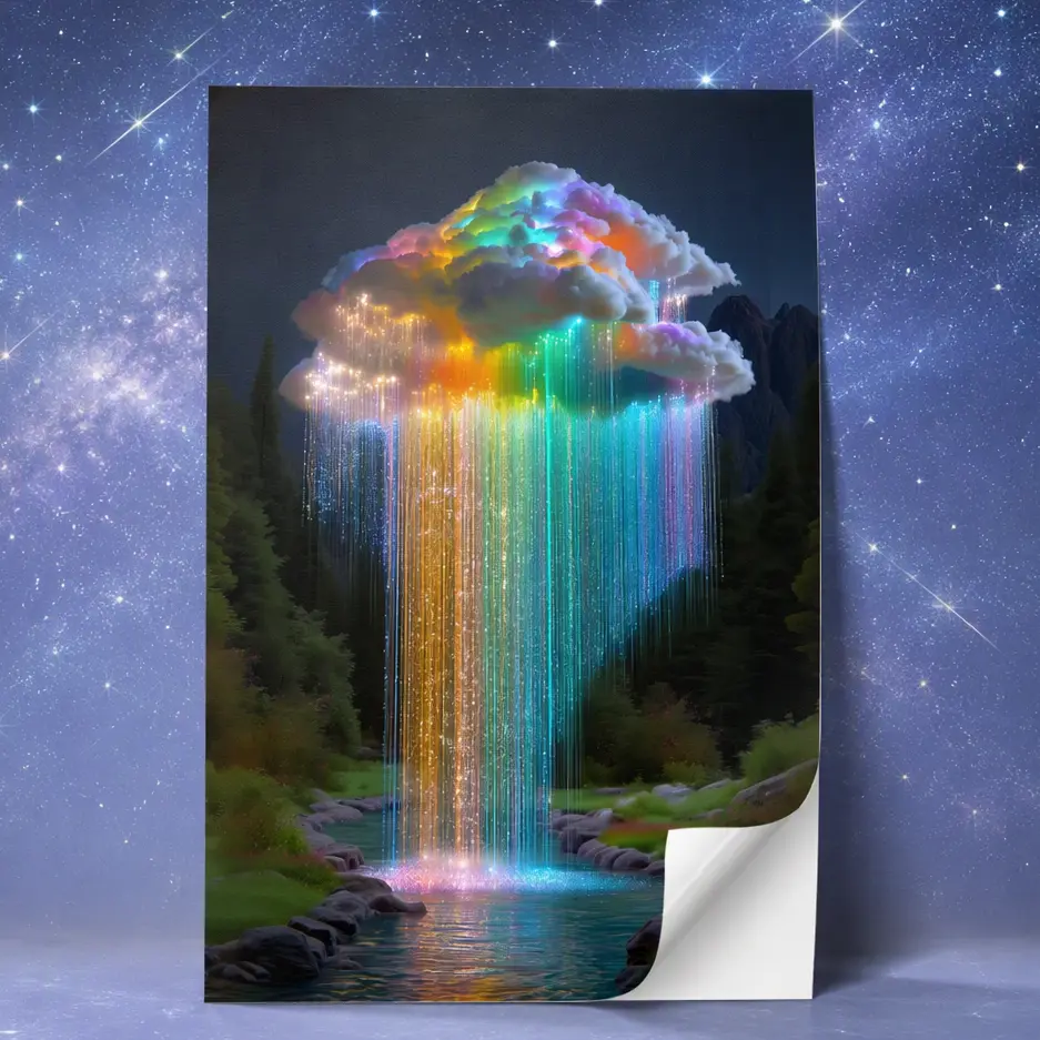 Rainbow Cloud over Water, Self Adhesive Poster, 12x18Inch