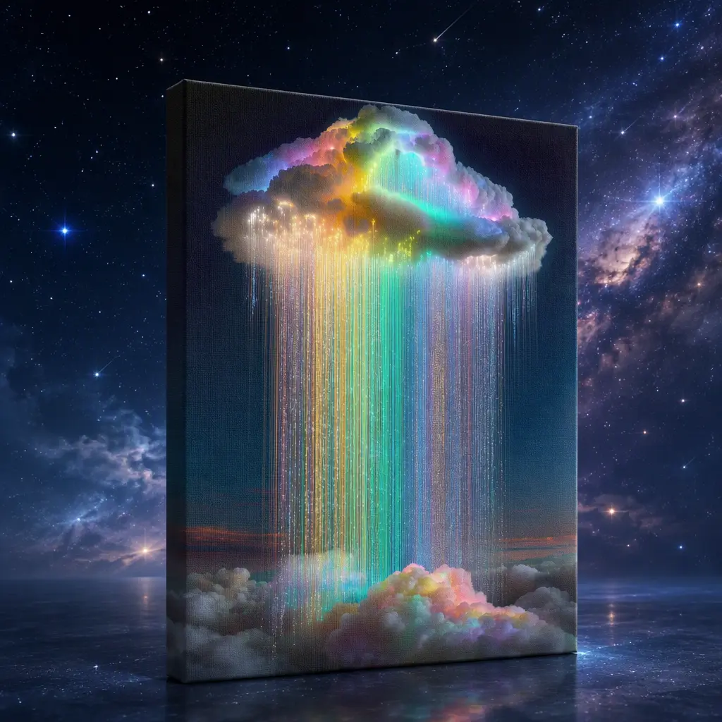 Rainbow Clouds over Clouds Stretched Canvas Wall Art(Ready to Hang) , 8x12Inch , All-Over Print