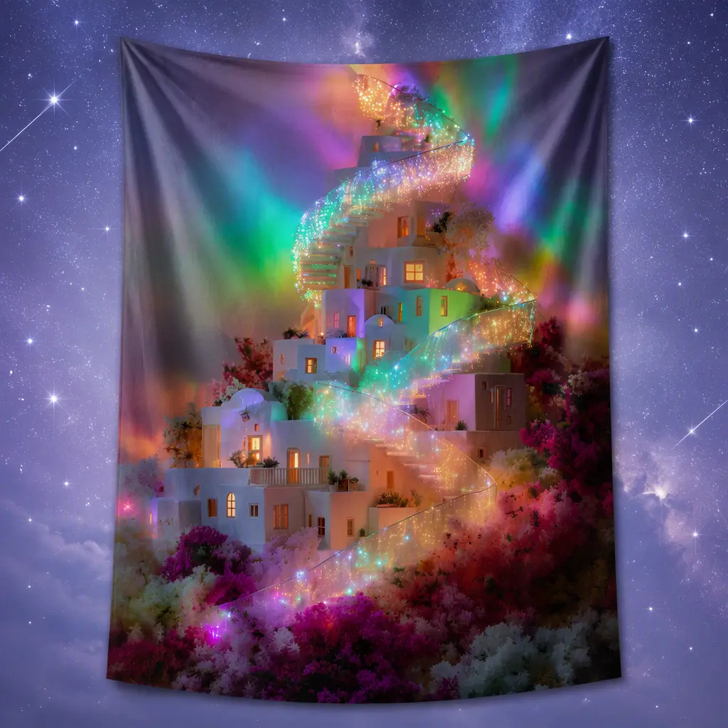 Rainbow Spiral Staircase, Extra Lightweight Wall Tapestry, 60x80 in (150x200 cm)