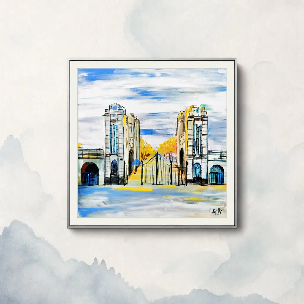 Artist-collaborated Fudan University Twelve Scenes Series (Part 4), 3D textured painting 60x60 cm (including frame)