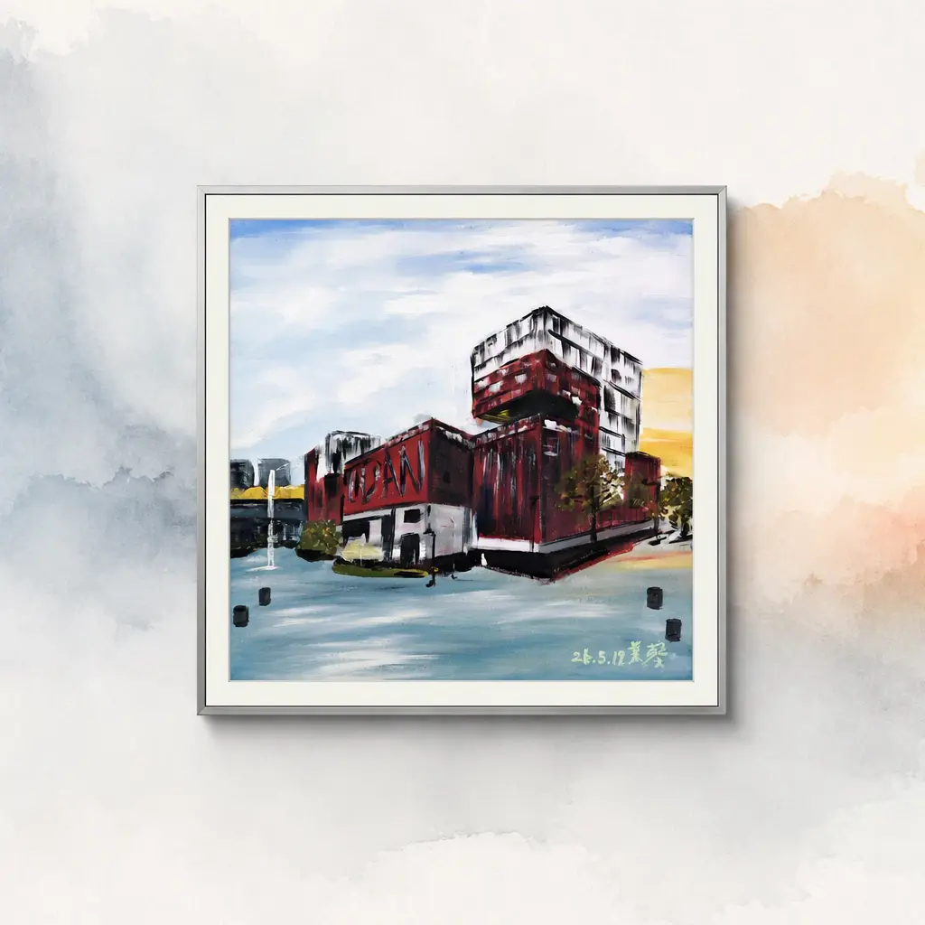 Artist Collaboration Fudan University Twelve Scenes Series (Part 3), 3D textured painting 60x60 cm (including frame)