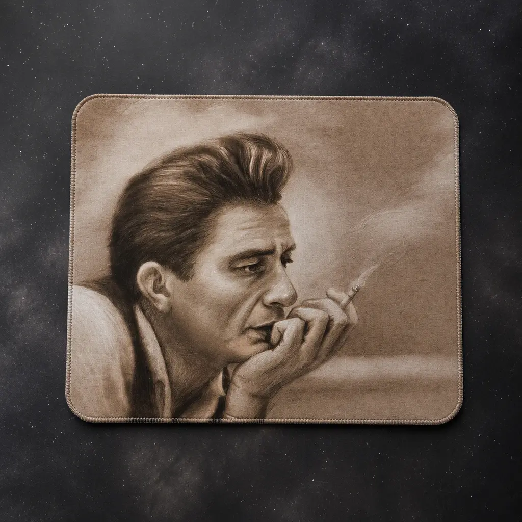 Johnny Cash Portrait  Polyester Flat-edge Mouse Pad with Full-bleed Printing , 9.5x8 Inch