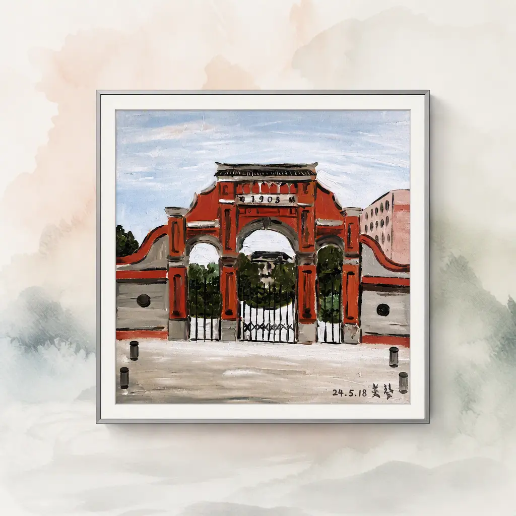 Artist Collaboration Fudan Twelve Scenery Series (I), 3D textured painting 60x60 cm (including frame)
