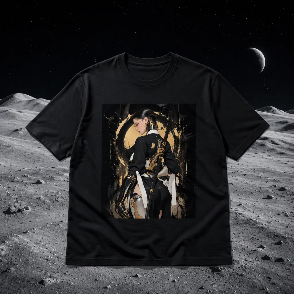 K-Punk Series, Samurai Hunter Character, Graphic Cotton T-Shirt
