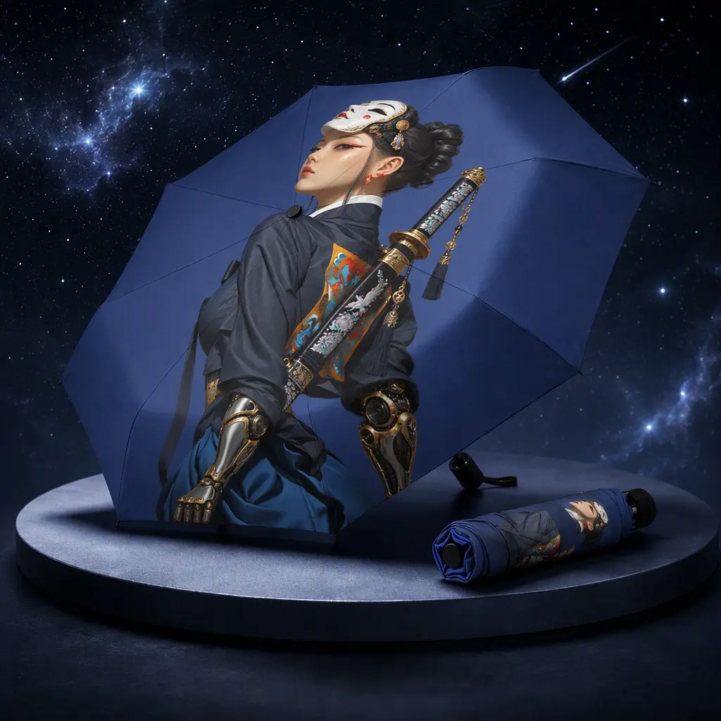 K-Punk Series, Samurai Hunter Character, Polyester Umbrella All-Over Print（280g）