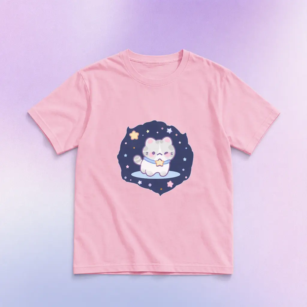 Kids Graphic T-Shirt, Soft Cotton Short Sleeve Crewneck Tees, Cute Cat Cartoon Printed Top for Boys and Girls, Breathable Lightweight Everyday Casual Wear, Double-Needle Stitched Durable Hem