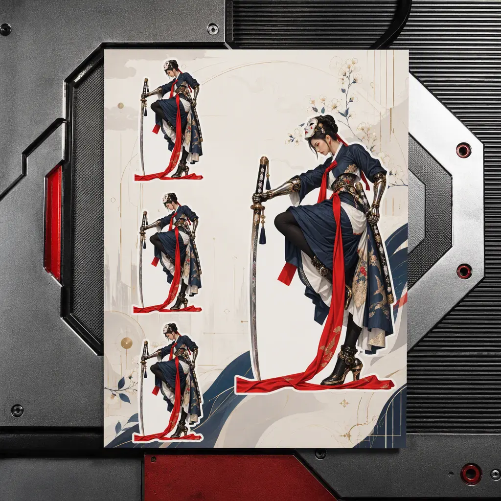 K-Punk Series, Samurai Hunter 3 Kiss-Cut Coated Paper Sticker Sheet (1 Sheet, 5.5x7 in / 14x18 cm)