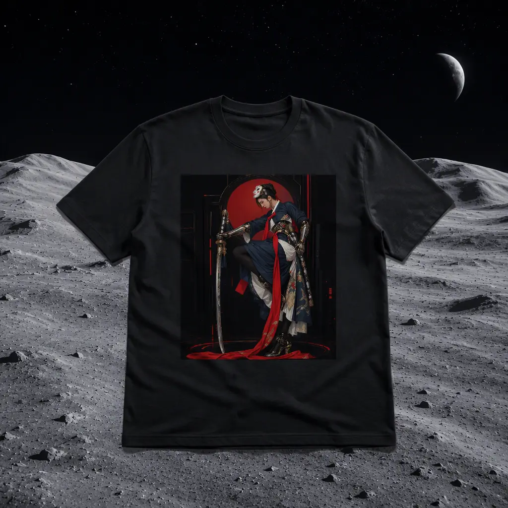 K-Punk Series, Samurai Hunter Character, Graphic Cotton T-Shirt