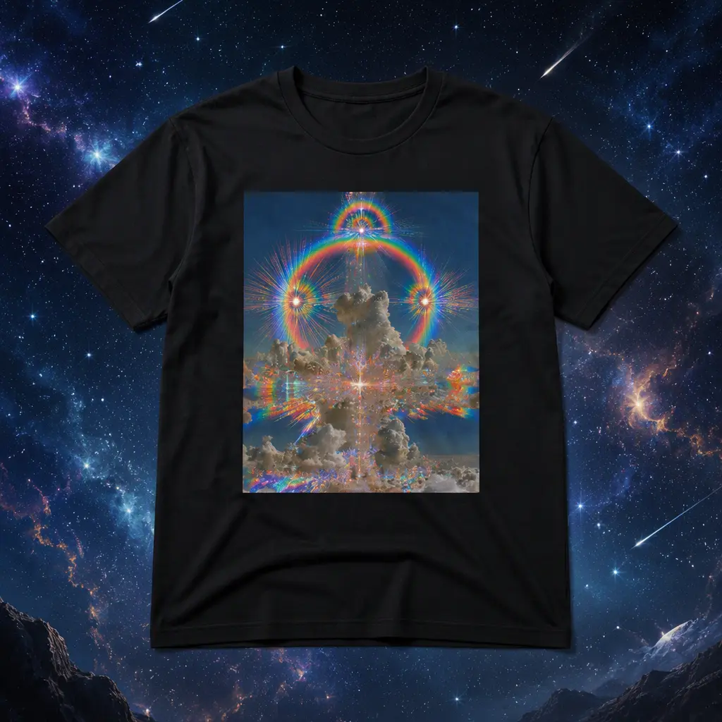 Rainbow Dimension Clouds, Cotton T-Shirt, Available in Multiple Colors