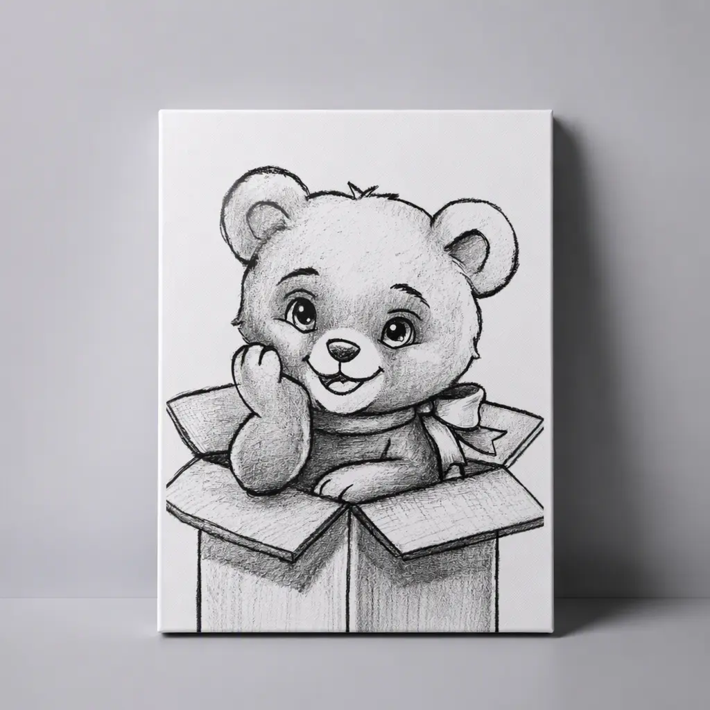 帆布装饰画全幅印花,礼品熊,8x12英寸
