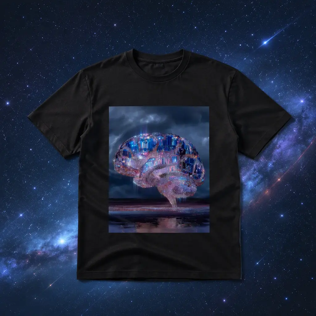 Blue Glitter Brain, Cotton T-Shirt, Available in Multiple Colors