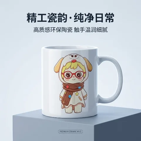 GENERIC Ceramic Coffee Mug, 435g Large Capacity Cute Cartoon Anime Printed Mug, White Breakfast Milk Tea Cup, Suitable for Home, Office, Casual Drinks, Coffee, Hot Tea, Milk, Cocoa, Food-Grade Eco-Friendly High-Temperature Resistant Ceramic Material, Microwave Safe and Odorless, Rounded and Delicate Rim for Comfortable Lip Feel, Ergonomic Thickened Anti-Scald C-Shaped Handle, Reinforced and Thickened Non-Slip Cup Bottom for Stable Placement Without Damaging Tabletop, Easy to Clean and Durable for Daily Use, Creative Cute Desktop Ornament Cup, Practical Gift for Couples, Friends, and Students for Holidays and Birthdays
