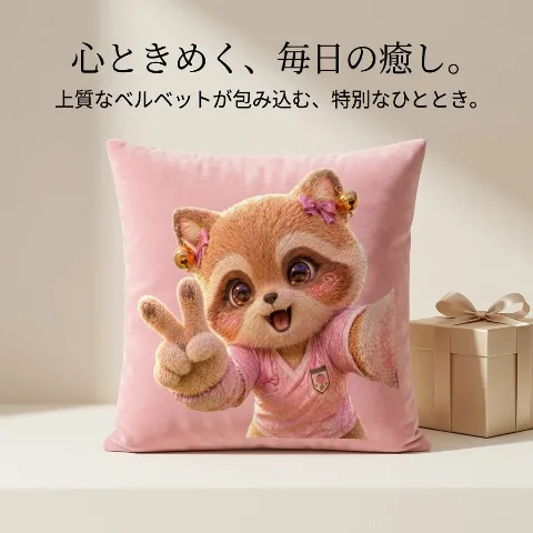 MOSMEE Cushion Cover 45x45cm 40x40 50x50 Cute Raccoon Design Velvet-feel Short Plush, Stylish Pillowcase Nordic Sofa Backrest Bedroom Room Decoration Car Interior Decor, Highly Durable Hidden Zipper Soft Touch Fluffy, Breathable Sweat-absorbent All-Season Use Machine Washable Anti-Shrink, Gift Item Single Piece Cover Only (Insert Not Included)
