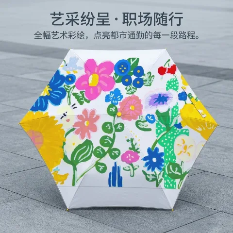 420g滌綸雨傘，全幅印花設計，八骨輕盈牢固，防紫外線遮陽，荷葉效應防水不粘傘面，適合旅行逛街，魔術貼持久粘合