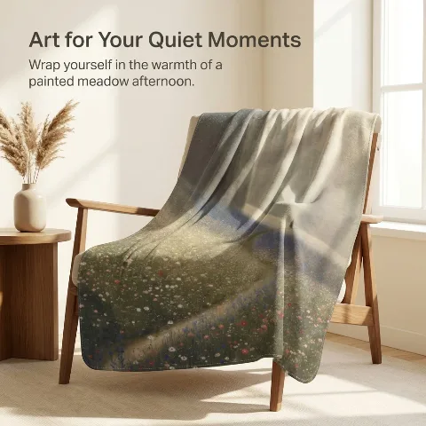 Soul Dust, Flannel Throw Blanket, Wildflower Meadow Scenic Path Cozy Fleece Blanket, Soft Lightweight Warm Bedding for Couch Sofa and Bed, Hypoallergenic Non-Shedding Premium Travel Gift